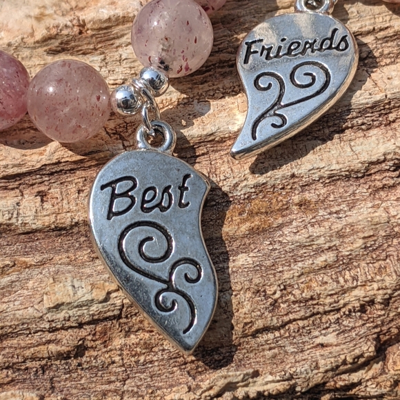 Bestie Gemstone Bracelets with Moonstone and Strawberry Quartz - Picture 5 of 6